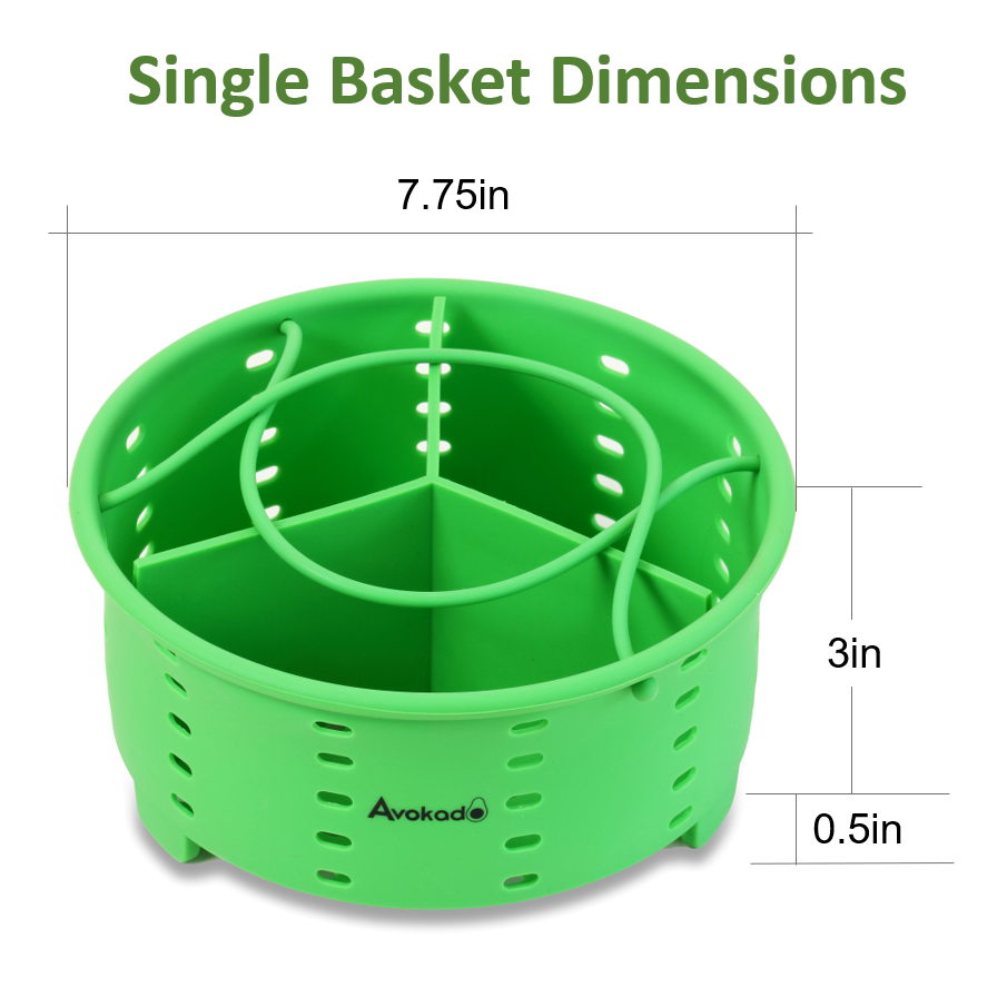 Avokado Silicone Steamer Basket for 3qt Instant Pot [6qt, 8qt avail], Ninja  Foodi, Other Pressure Cookers - 100% Food Safe, BPA-Free, Dishwasher Safe